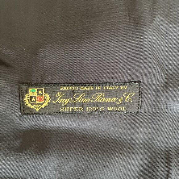 J Crew Blazer Mens 44L Black Ludlow Double Breasted Loro Piana Super 120 Wool - Picture 7 of 8